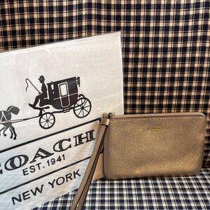 Coach Metallic Champagne Gold Wristlet with Strap